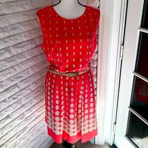 Tahari Sleeveless Dress in Coral